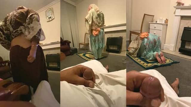 Muslim Hot Wife Doing Namaz Husband Jerking Blowjob HD